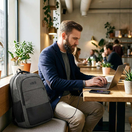 Batoh na notebook, nabíjecí port USB-C, 18L šedý