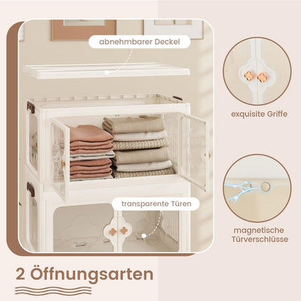 Large 212L Storage Box with Lid, Wheels, Clear Doors