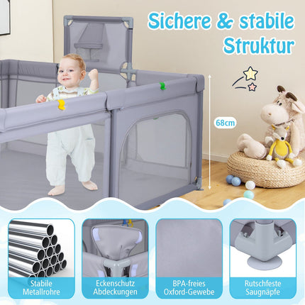 Large Baby Playpen with Basketball Hoop & Soccer Nets