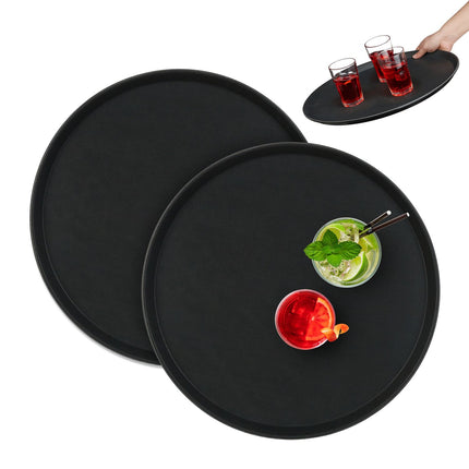 Velké černé servírovací podnosy, sada 2 ks – Ø45cm