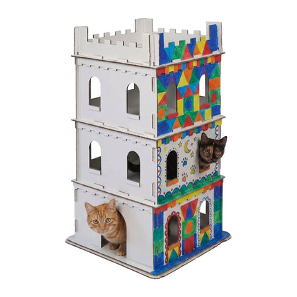 Großes Katzenhaus aus Pappe – 3 Ebenen, einfacher Aufbau