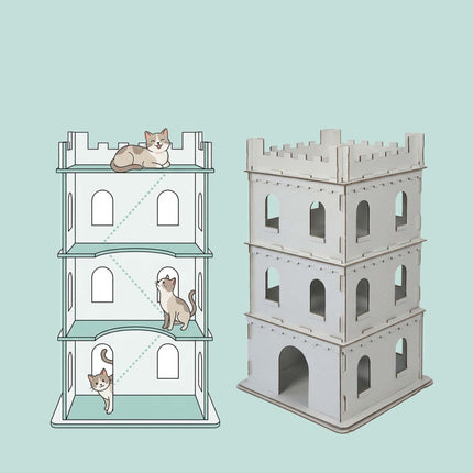 Großes Katzenhaus aus Pappe – 3 Ebenen, einfacher Aufbau