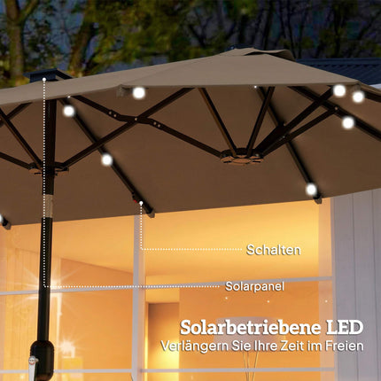 Velký oboustranný slunečník se solárními LED světly