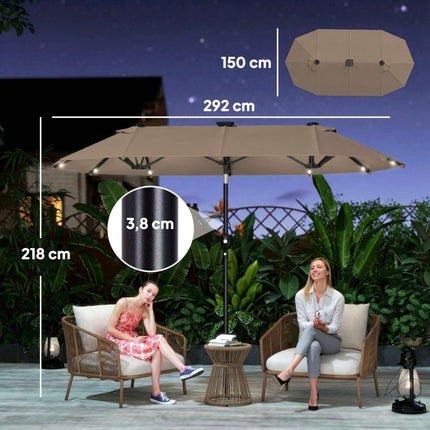 Velký oboustranný slunečník se solárními LED světly