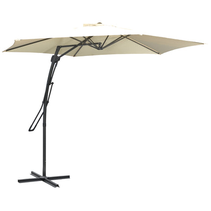 Velký zahradní slunečník se stojanem, krémový, polyester UV30+