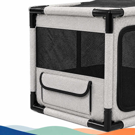 Large Indoor & Outdoor Puppy Playpen, Grey/Black Polyester