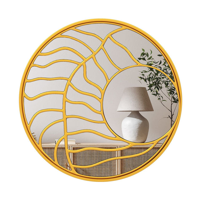 Großer runder Wandspiegel – 80 cm, goldener Rahmen, dekorativ