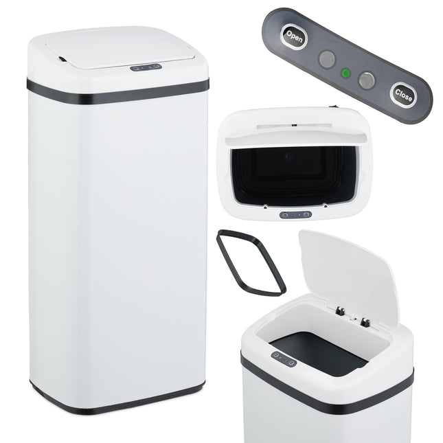 Velký ocelový kuchyňský koš s automatickým senzorem