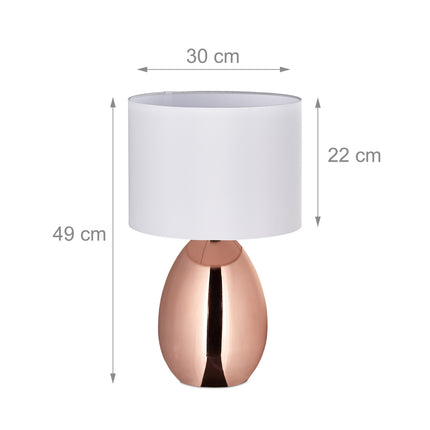 Large bedside lamp with touch function copper