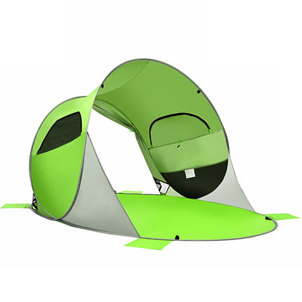 Velký plážový pop-up stan, skládací plážový přístřešek, plážový stan pro 3–4 osoby, ochrana proti slunci, samorozkládací stan, zelený