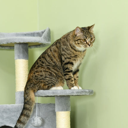 Large cat tree with hammocks and caves, 200cm, light grey