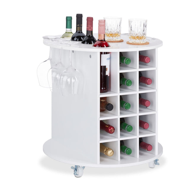 Großes Weinregal auf Rädern