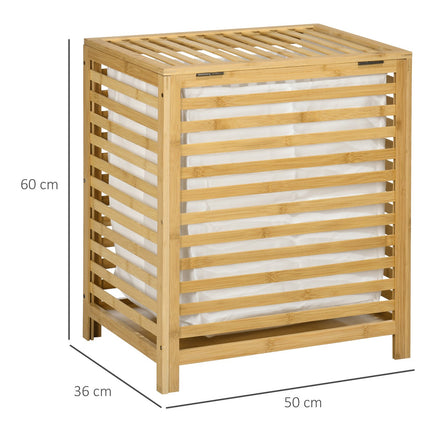 Bamboo laundry basket 55L with lid & removable bag