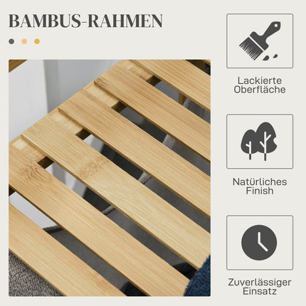 Bamboo laundry basket, 81.2L with 2 removable bags