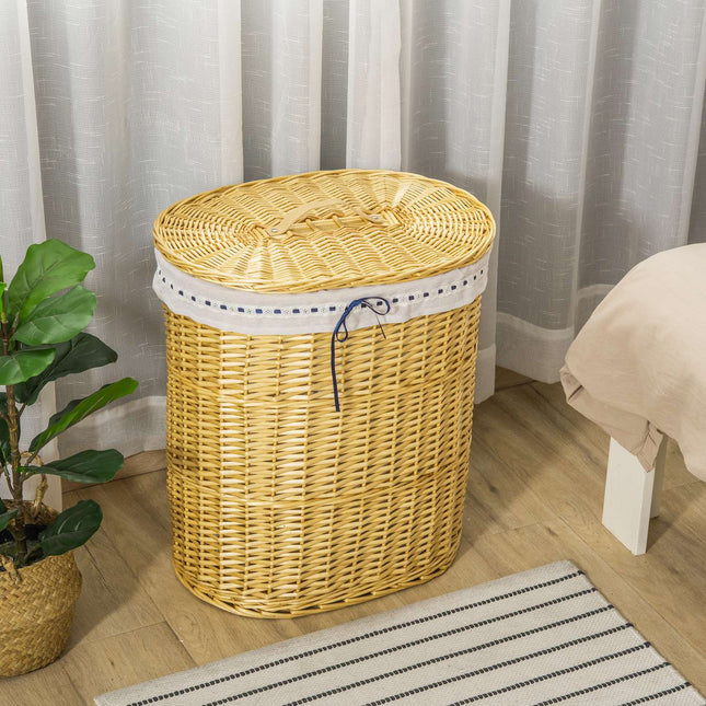 Ratanový koš na prádlo s víkem, objem 100L, přírodní