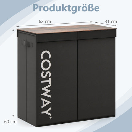 Koš na prádlo s víkem, 105L, 2 vyjímatelné vaky, černý