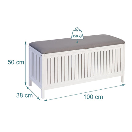Laundry Hamper Stool – Walnut Finish, Padded Seat