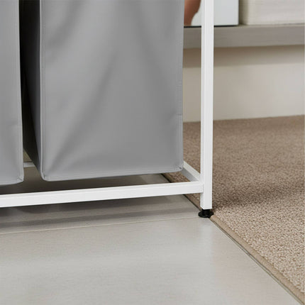 Laundry Sorter, 3 Removable Bags, Wood-Effect Shelf