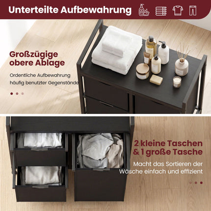 Laundry Sorter with 3 Removable Bags and Shelf, 75L