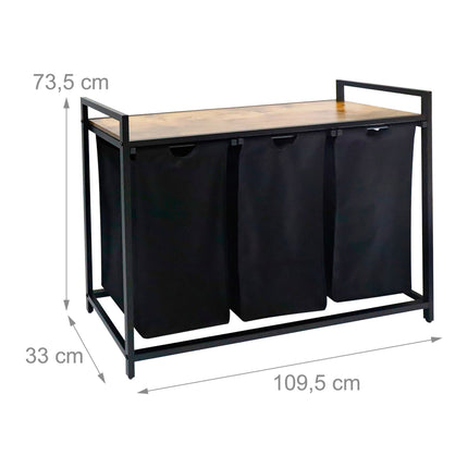 Laundry Sorter with 3 Removable Bags and Shelf