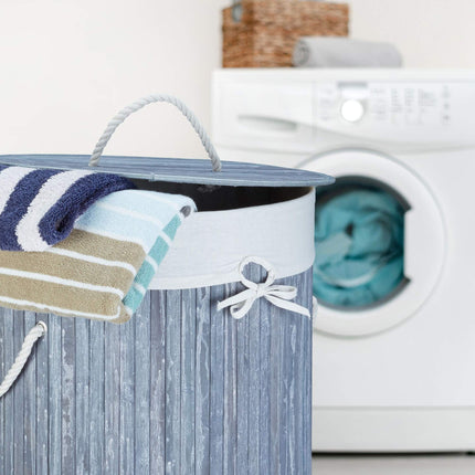 Laundry basket bamboo round