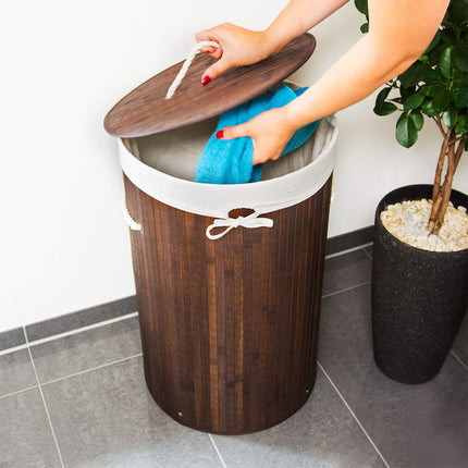 Laundry basket bamboo round