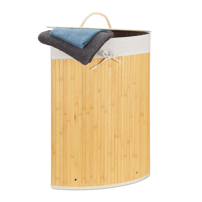Laundry basket corner bamboo