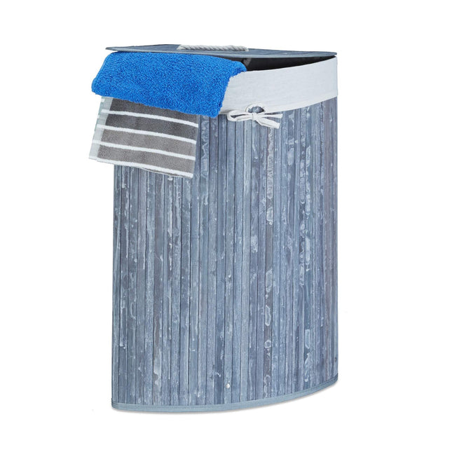 Koš na prádlo, rohový, bambus