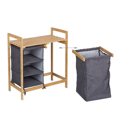Laundry basket stand with 3 compartments