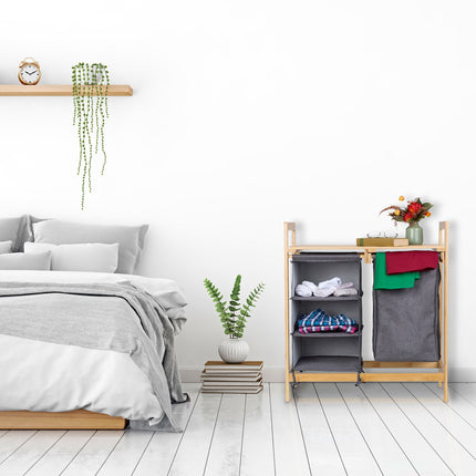 Laundry basket stand with 3 compartments