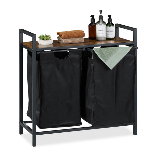 Laundry basket stand with shelf
