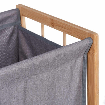 Laundry basket with bamboo frame