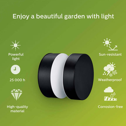 LED nástěnná lampa Laven, nerezová ocel, černá, IP44, teplá, 6W 600lm