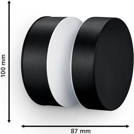 LED nástěnná lampa Laven, nerezová ocel, černá, IP44, teplá, 6W 600lm