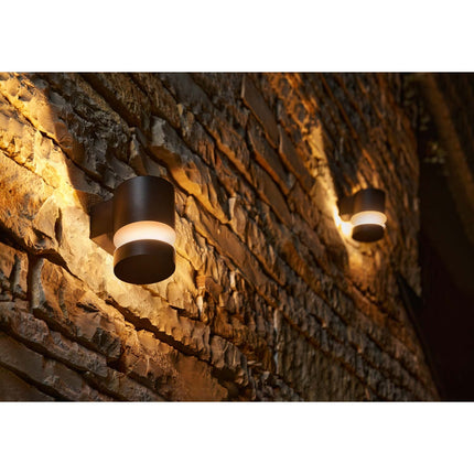 LED nástěnná lampa Laven Up, nerezová ocel, černá, IP44, teplá, 6W 600lm