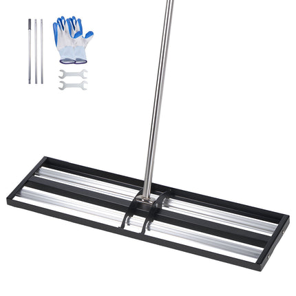 Lawn Leveling Rake With Roller, 30 x 10 in, Stainless