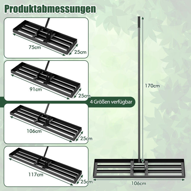 Lawn Leveling Rake with Ergonomic Handle, 106 x 25 cm