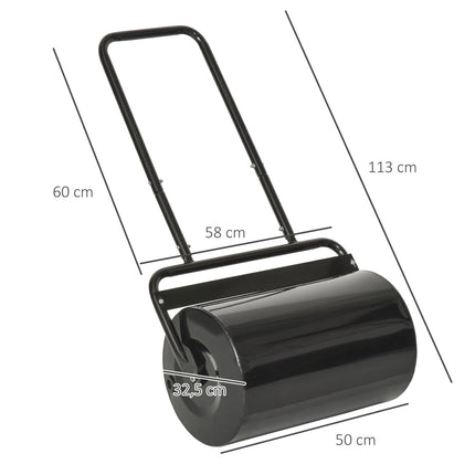Zahradní válec s U-rukojetí, kov, objem 38L