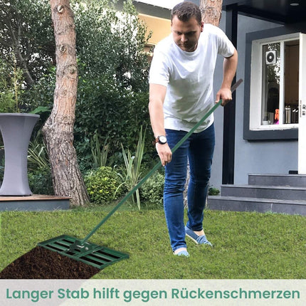 Rasenrechen mit ergonomischem Griff für den Boden 75 x 25 cm grün