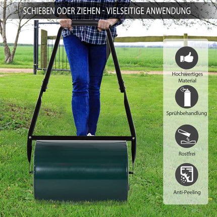 Zahradní válec s U-rukojetí, průměr 31 cm, kov, zelený