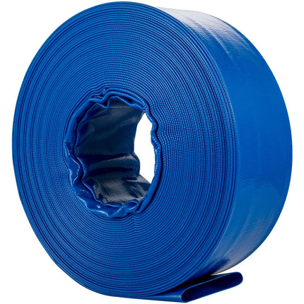 Lay Flat Discharge Hose, 38 mm x 32 m PVC With Clamps