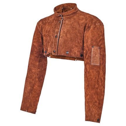 Leather Welding Cape Sleeve, Flame-Resistant Cowhide, L