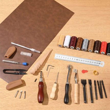 Leather Working Tools Kit, 38-Piece with Canvas Storage Bag