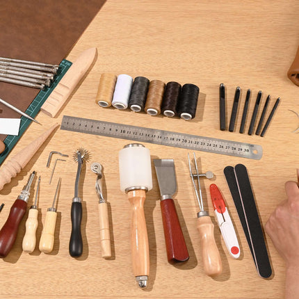 Leather Working Tools Kit, 59-Piece, Canvas Storage Bag