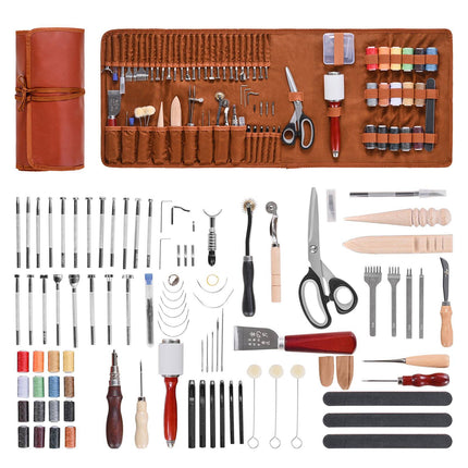 Leather Working Tools Kit, 92-Piece Set With Storage Bag