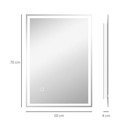 LED koupelnové zrcadlo, 80x60cm, nemlžící, dotykový vypínač