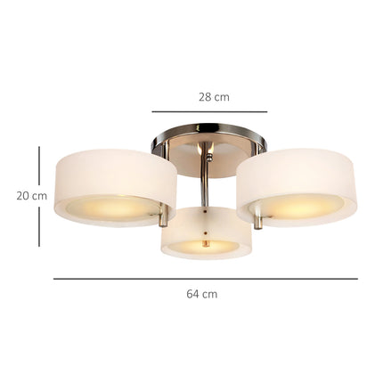 LED stropní lampa, 3 žárovky, E27 40W, teplá bílá, Ø64cm