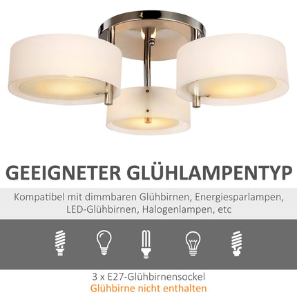 LED stropní lampa, 3 žárovky, E27 40W, teplá bílá, Ø64cm