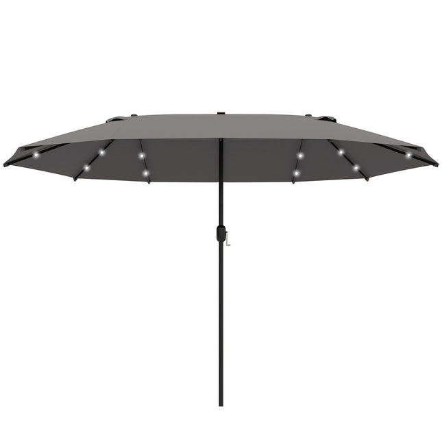 Large LED Garden Umbrella, Oval 440x260cm, Dark Grey