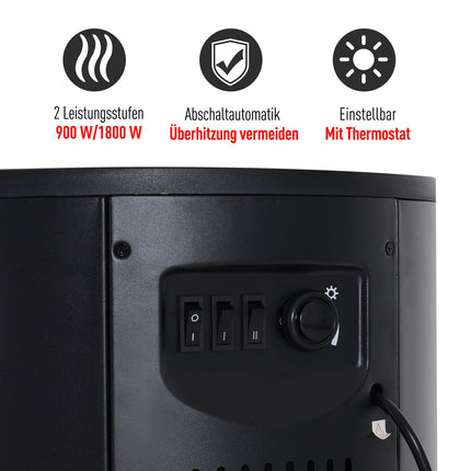 Electric stove, Flame effect, 900/2000W, 41x41x64.5cm